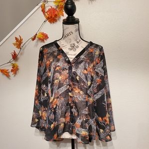 Autumn Pattern Connected Long Sleeve Blouse